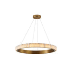Avalon Halo Alabaster Chandelier – Modern Brass LED Pendant Light