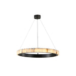 Avalon Halo Alabaster Chandelier – Modern Brass LED Pendant Light