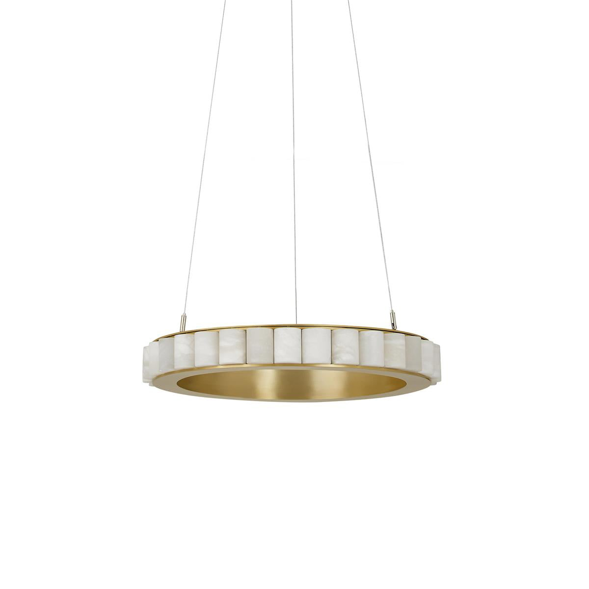 Avalon Halo Alabaster Chandelier – Modern Brass LED Pendant Light