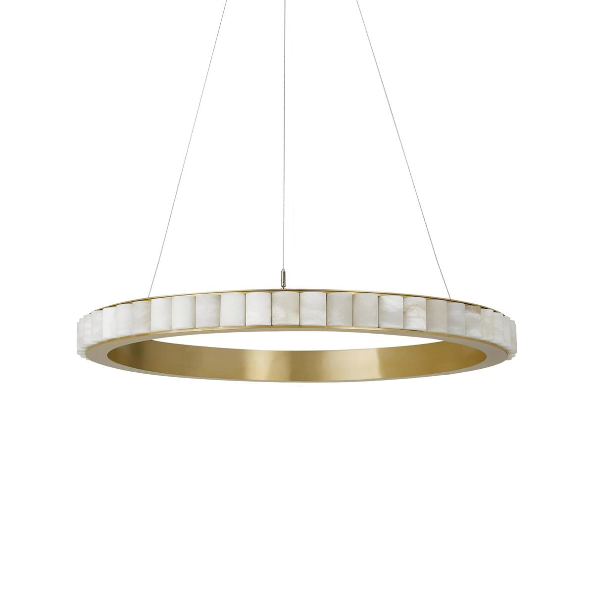 Avalon Halo Alabaster Chandelier – Modern Brass LED Pendant Light
