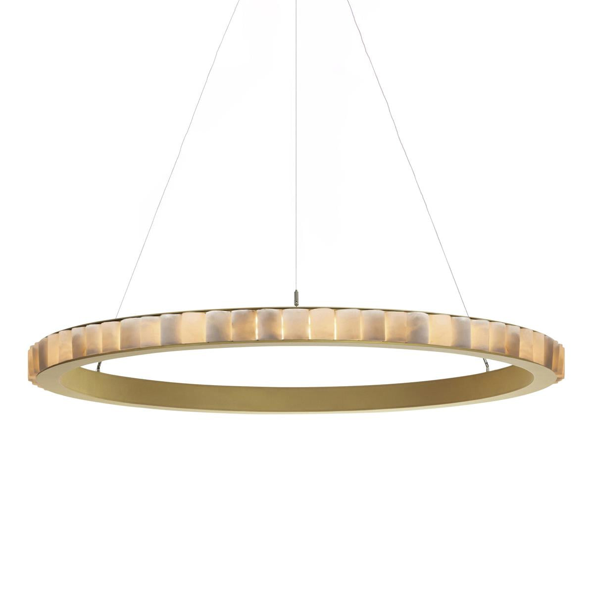 Avalon Halo Alabaster Chandelier – Modern Brass LED Pendant Light