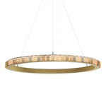 Avalon Halo Alabaster Chandelier – Modern Brass LED Pendant Light