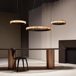 Avalon Halo Alabaster Chandelier – Modern Brass LED Pendant Light