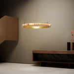 Avalon Halo Alabaster Chandelier – Modern Brass LED Pendant Light