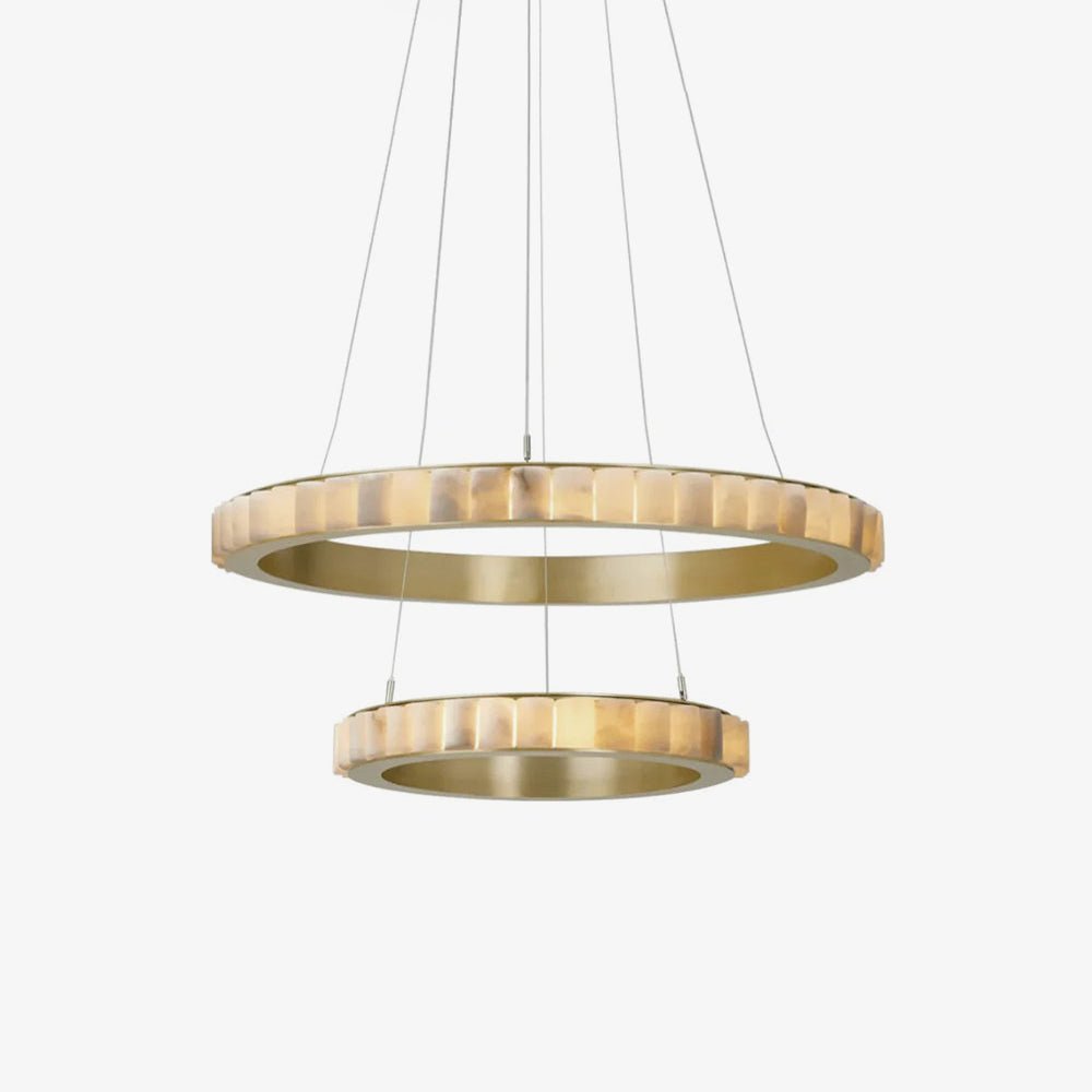 Avalon Halo Alabaster Chandelier – Modern Brass LED Pendant Light