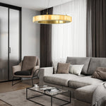 Avalon Halo Alabaster Chandelier – Modern Brass LED Pendant Light
