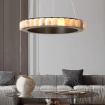 Avalon Halo Alabaster Chandelier – Modern Brass LED Pendant Light