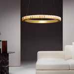 Avalon Halo Alabaster Chandelier – Modern Brass LED Pendant Light