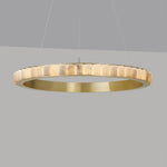 Avalon Halo Alabaster Chandelier – Modern Brass LED Pendant Light