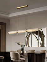 Alabaster Beam Linear Pendant Light in Brass for Modern Interiors