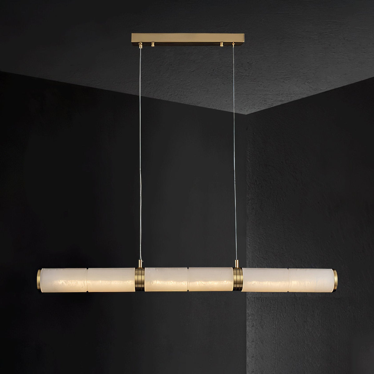 Alabaster Beam Linear Pendant Light in Brass for Modern Interiors