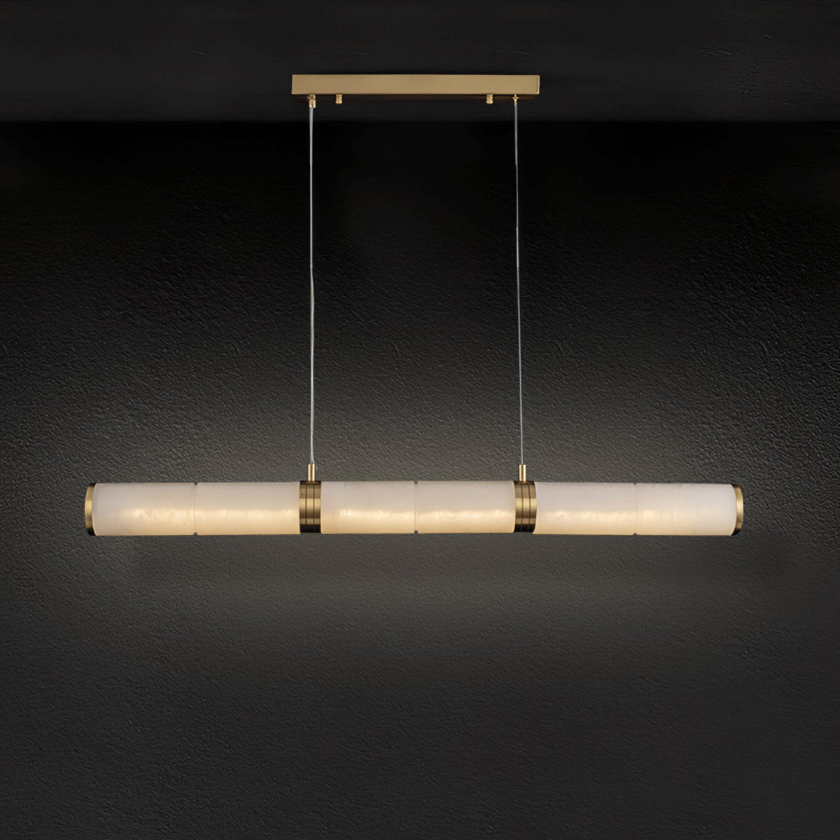 Alabaster Beam Linear Pendant Light in Brass for Modern Interiors
