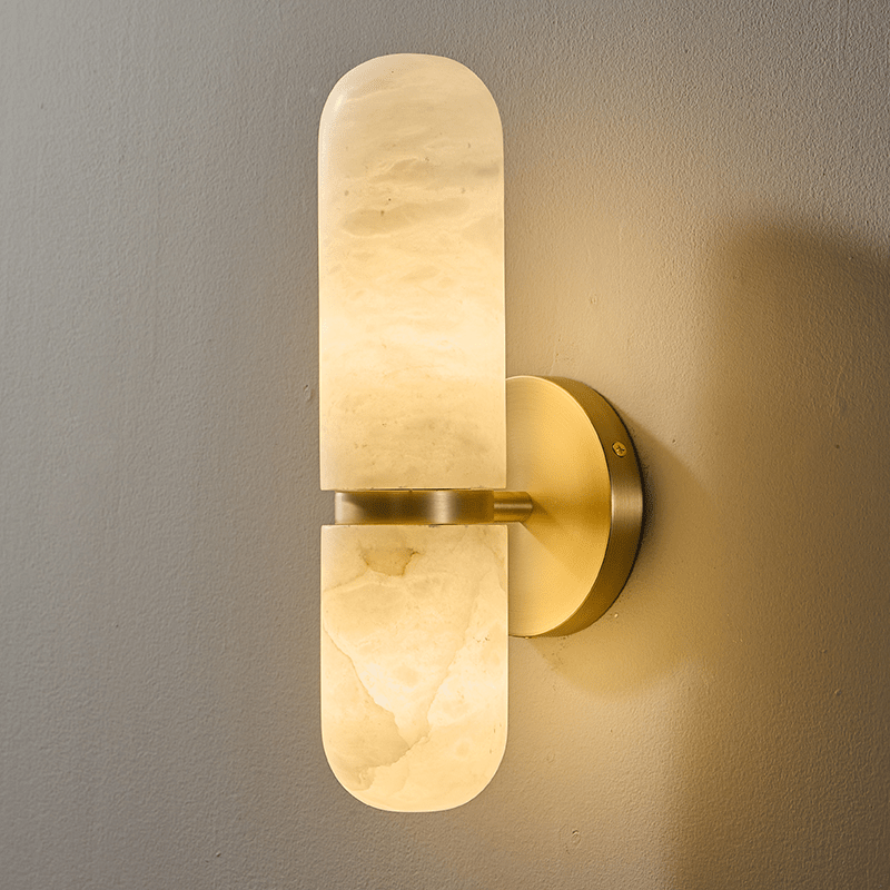 Alabaster Capsule Wall Sconce in Brass | Modern Bedroom & Hallway Lighting