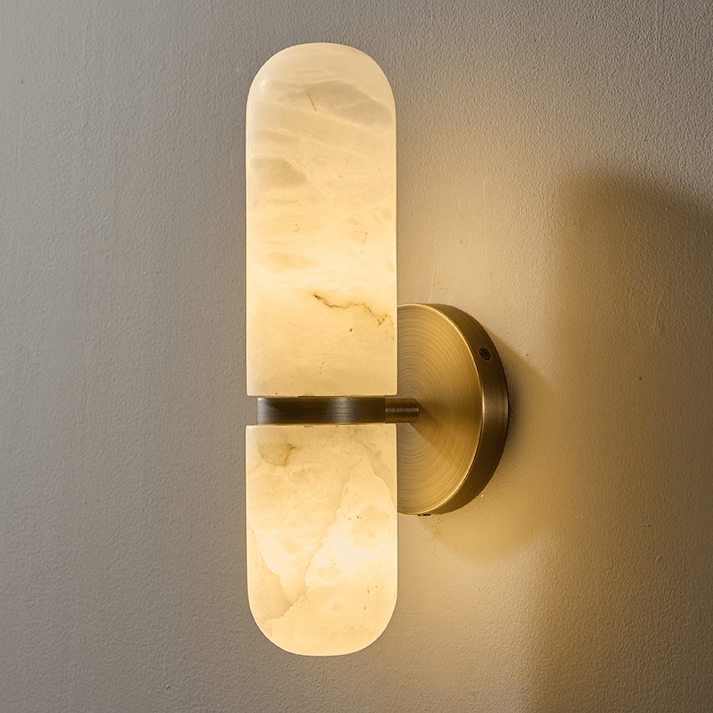 Alabaster Capsule Wall Sconce in Brass | Modern Bedroom & Hallway Lighting