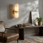Alabaster Capsule Wall Sconce in Brass | Modern Bedroom & Hallway Lighting