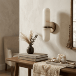 Alabaster Capsule Wall Sconce in Brass | Modern Bedroom & Hallway Lighting