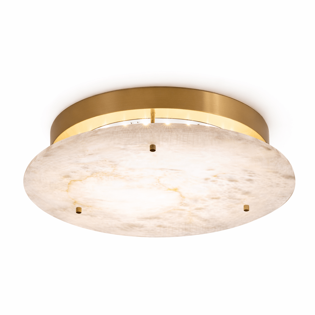 Alabaster Disc Ceiling Light in Brass | Flush Mount LED Lamp