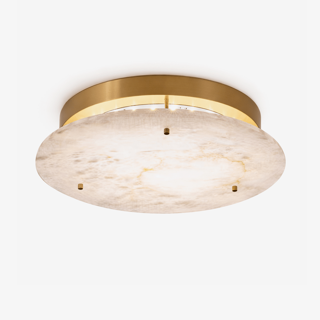 Alabaster Disc Ceiling Light in Brass | Flush Mount LED Lamp