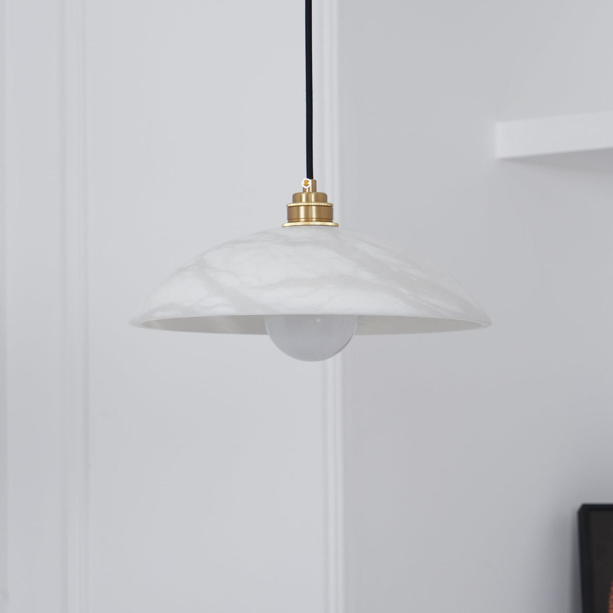 Alabaster Dome Swag Pendant Light in Brass Finish