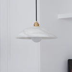 Alabaster Dome Swag Pendant Light in Brass Finish