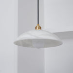 Alabaster Dome Swag Pendant Light in Brass Finish