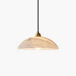 Alabaster Dome Swag Pendant Light in Brass Finish