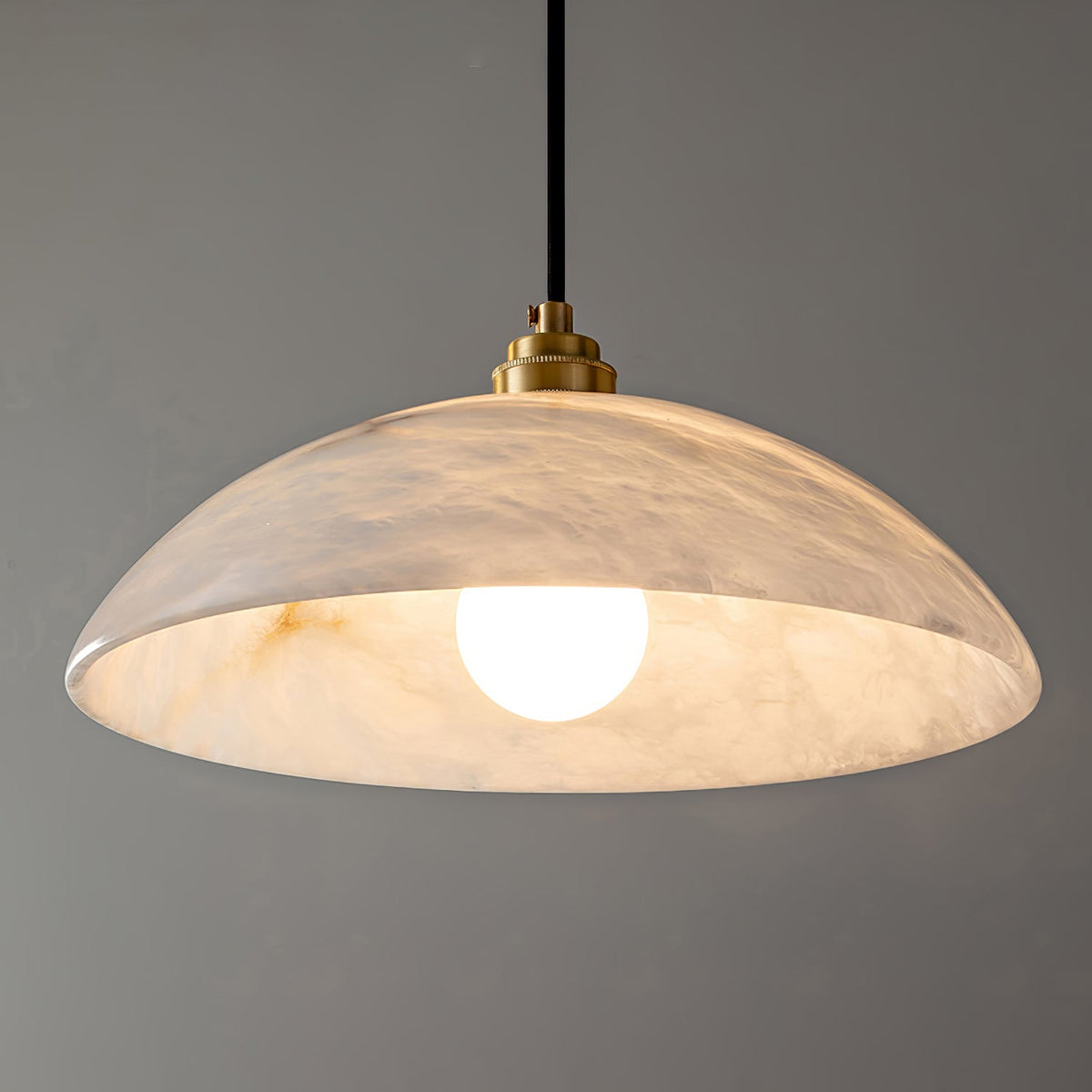 Alabaster Dome Swag Pendant Light in Brass Finish