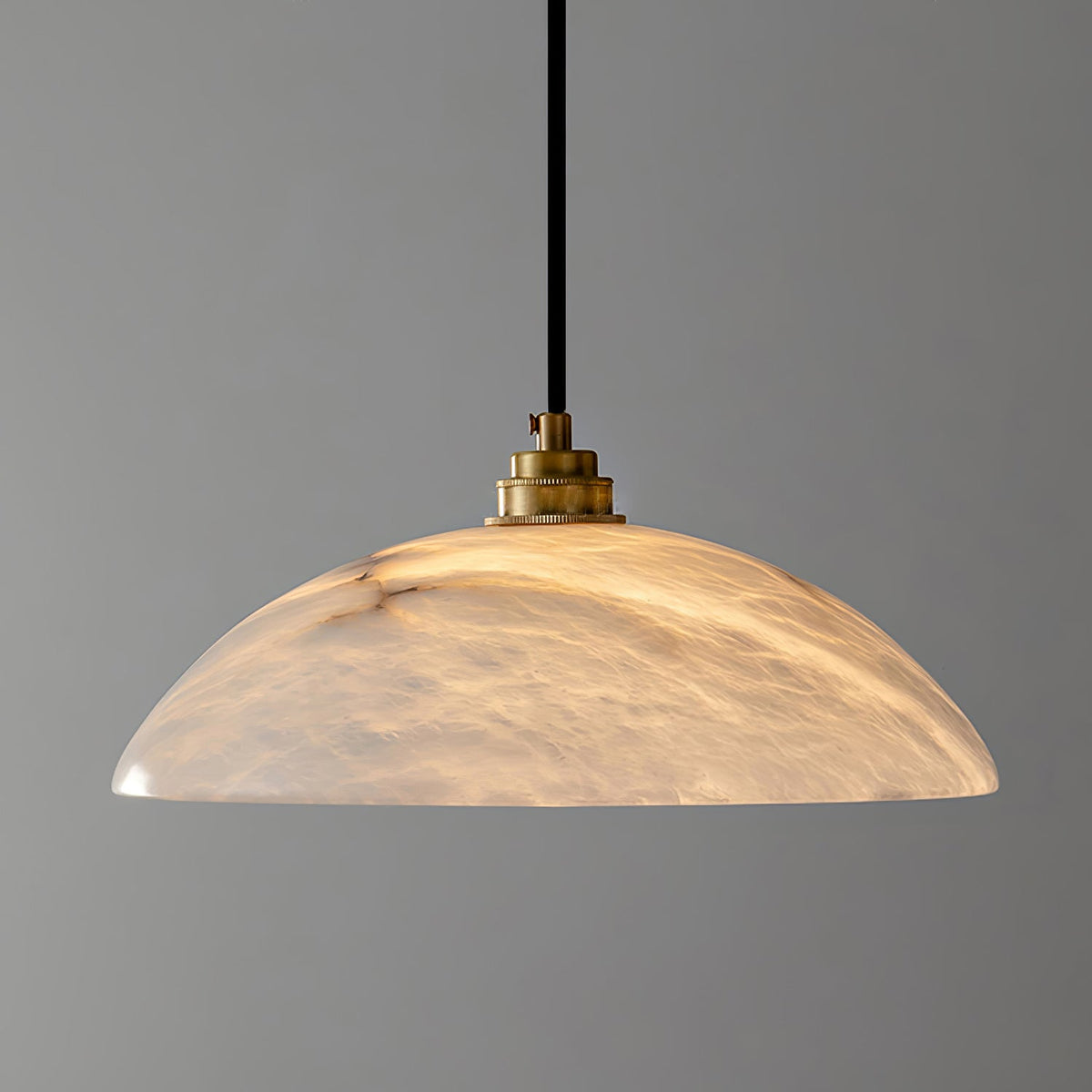 Alabaster Dome Swag Pendant Light in Brass Finish