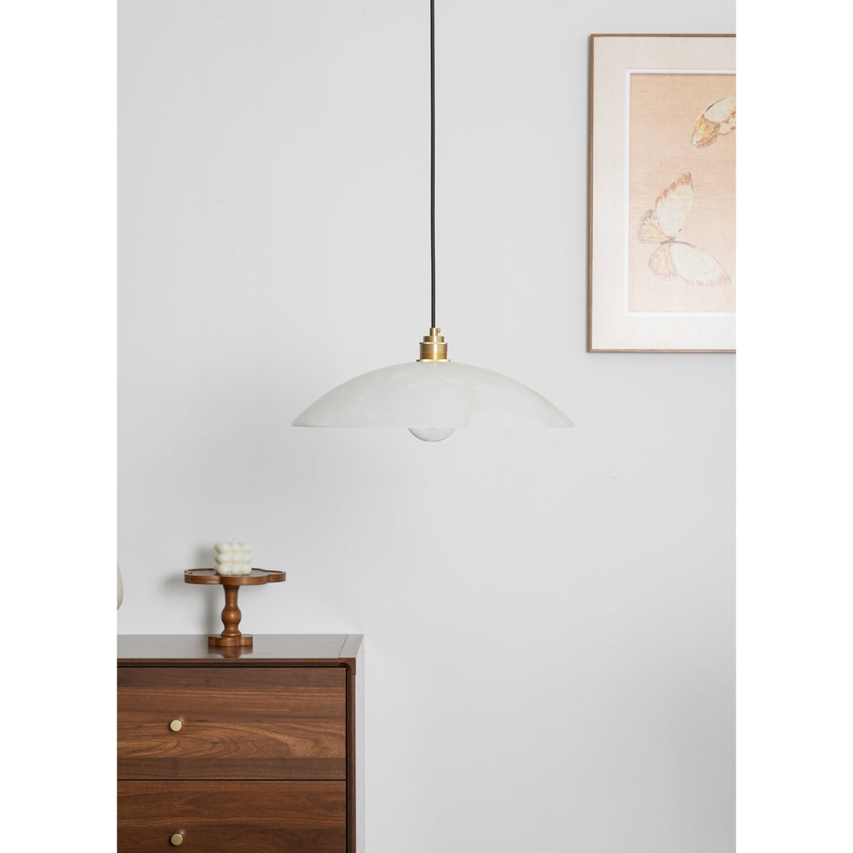 Alabaster Dome Swag Pendant Light in Brass Finish
