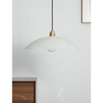 Alabaster Dome Swag Pendant Light in Brass Finish