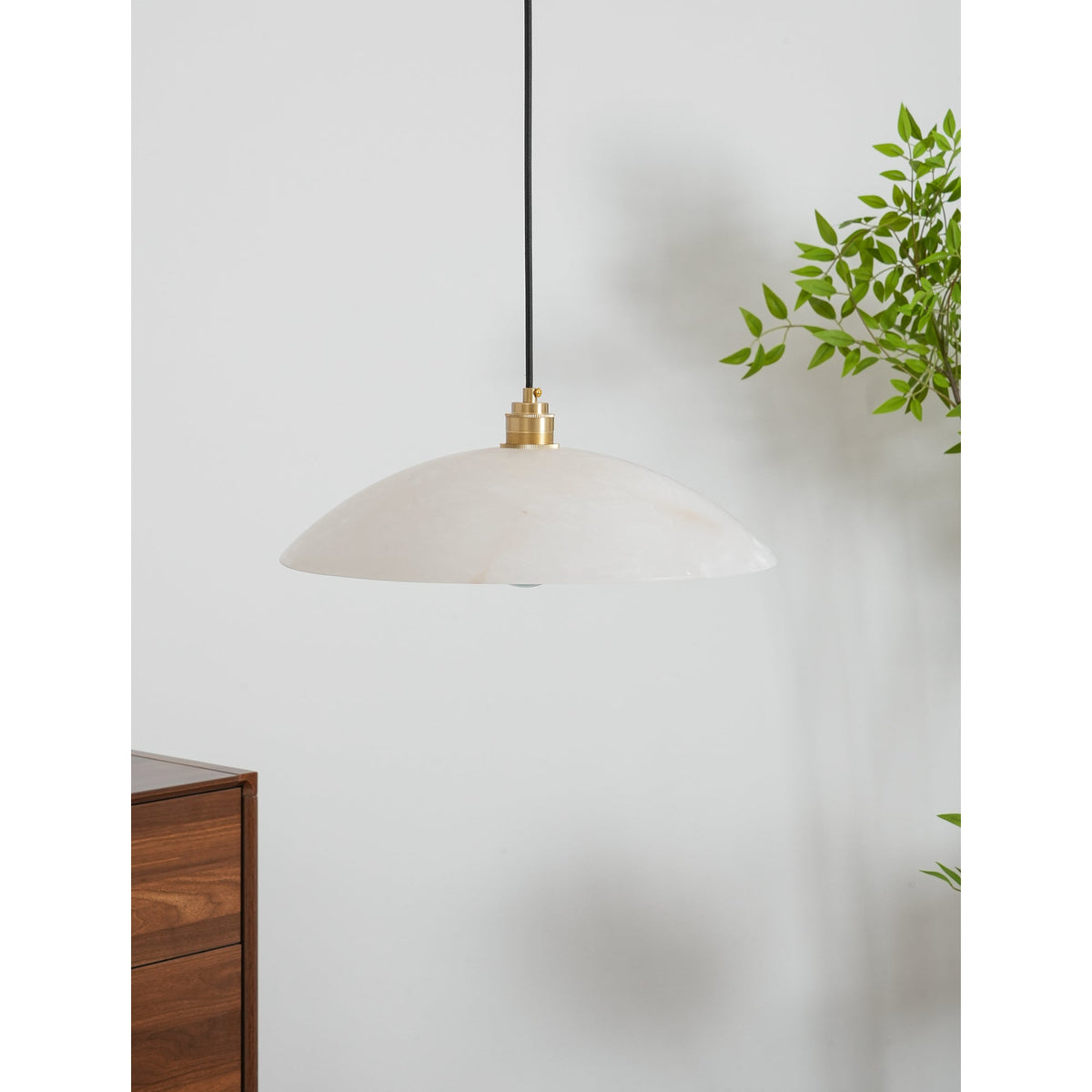 Alabaster Dome Swag Pendant Light in Brass Finish