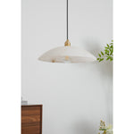 Alabaster Dome Swag Pendant Light in Brass Finish