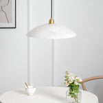 Alabaster Dome Swag Pendant Light in Brass Finish