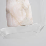 Hand-Carved Alabaster Cylinder Pendant Light in Glass Shell