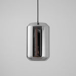Hand-Carved Alabaster Cylinder Pendant Light in Glass Shell