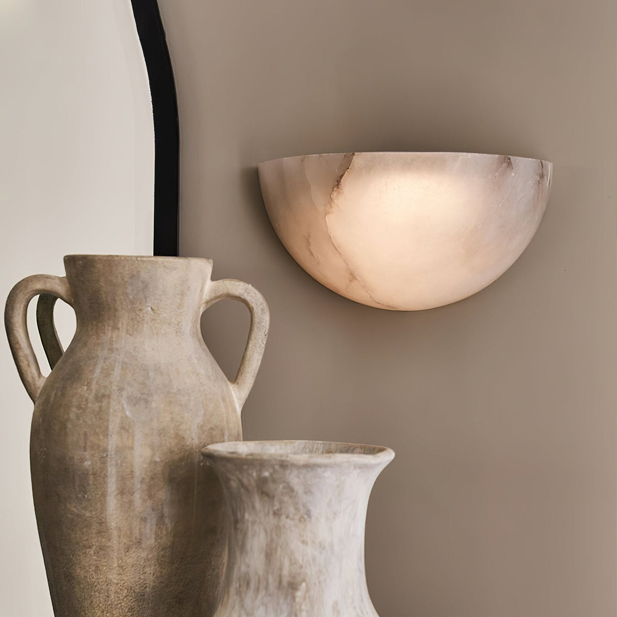 Alabaster Half-Moon Wall Sconce | Natural Stone Lighting