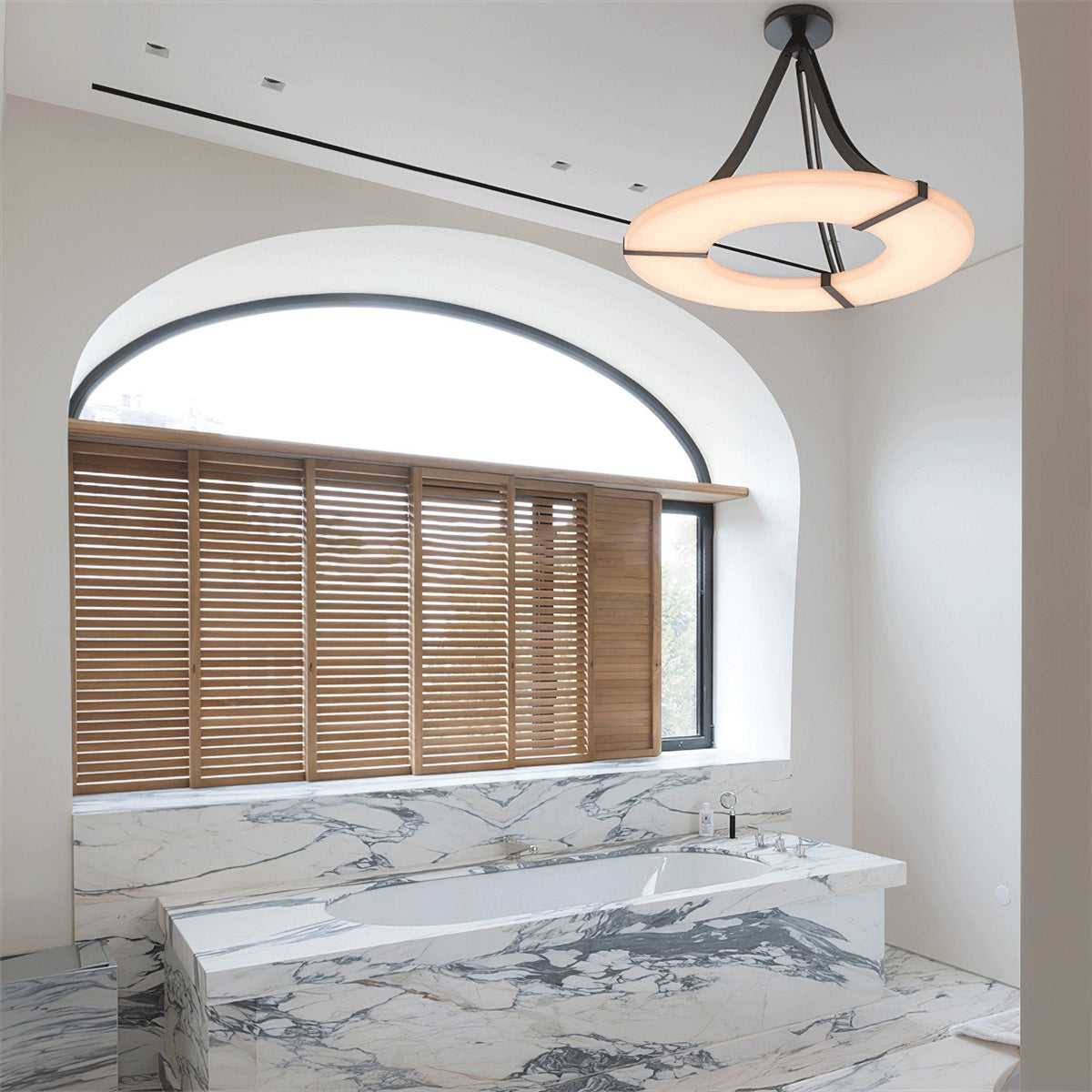 Alabaster Halo Pendant Light – Modern Minimalist LED Chandelier