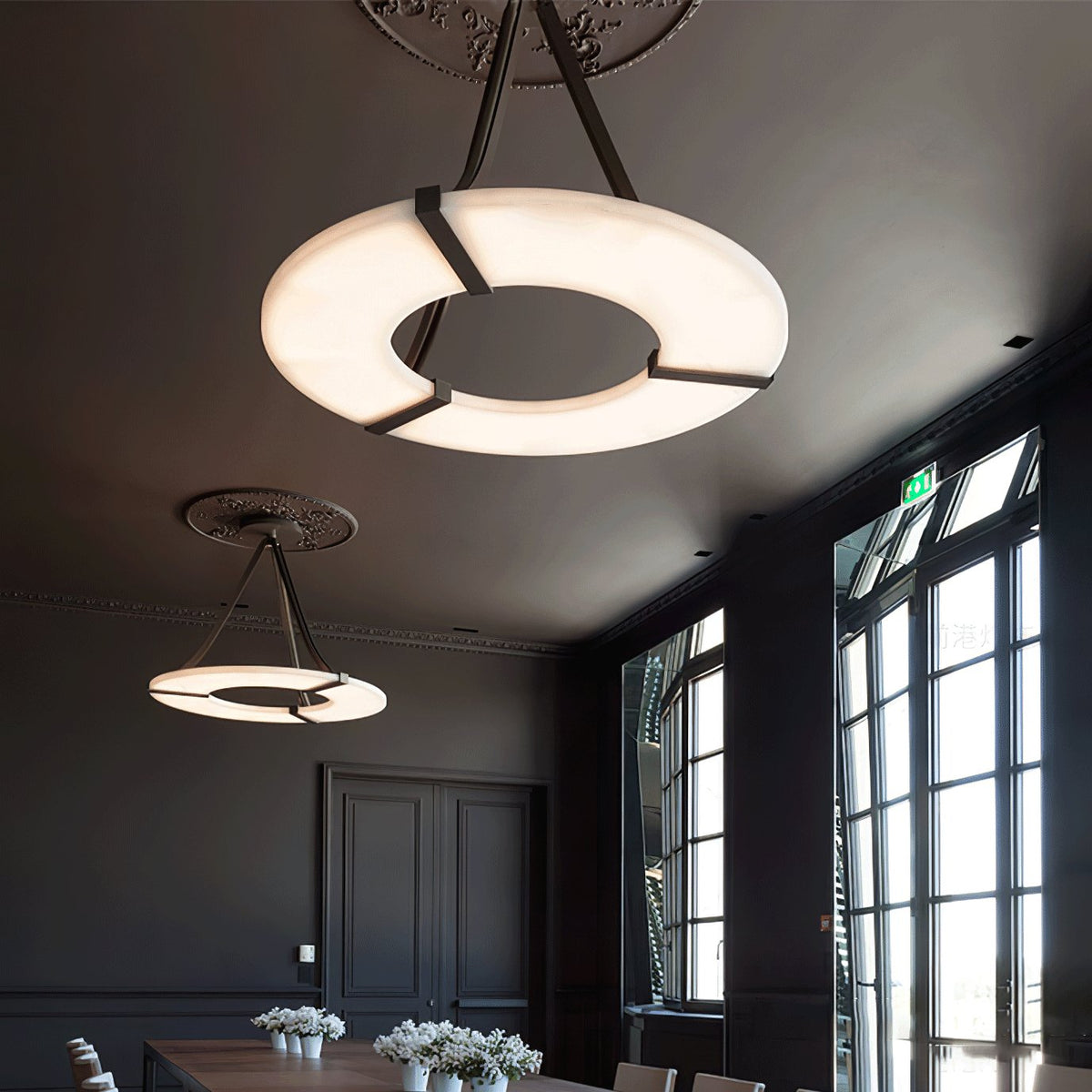 Alabaster Halo Pendant Light – Modern Minimalist LED Chandelier