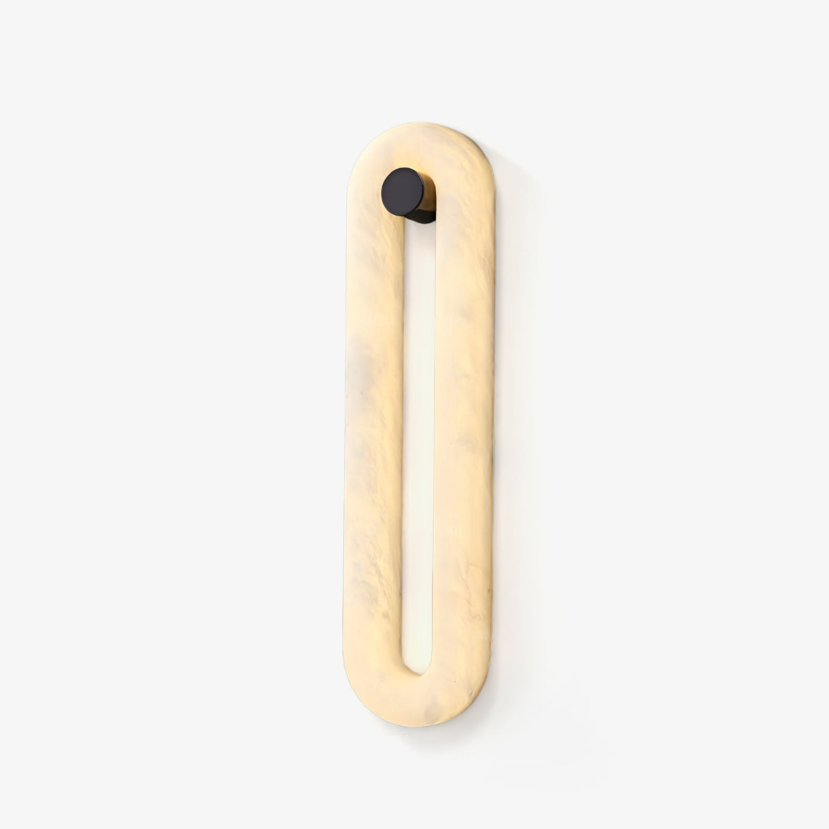 Alabaster Capsule Wall Sconce in Natural Stone with Black Mount