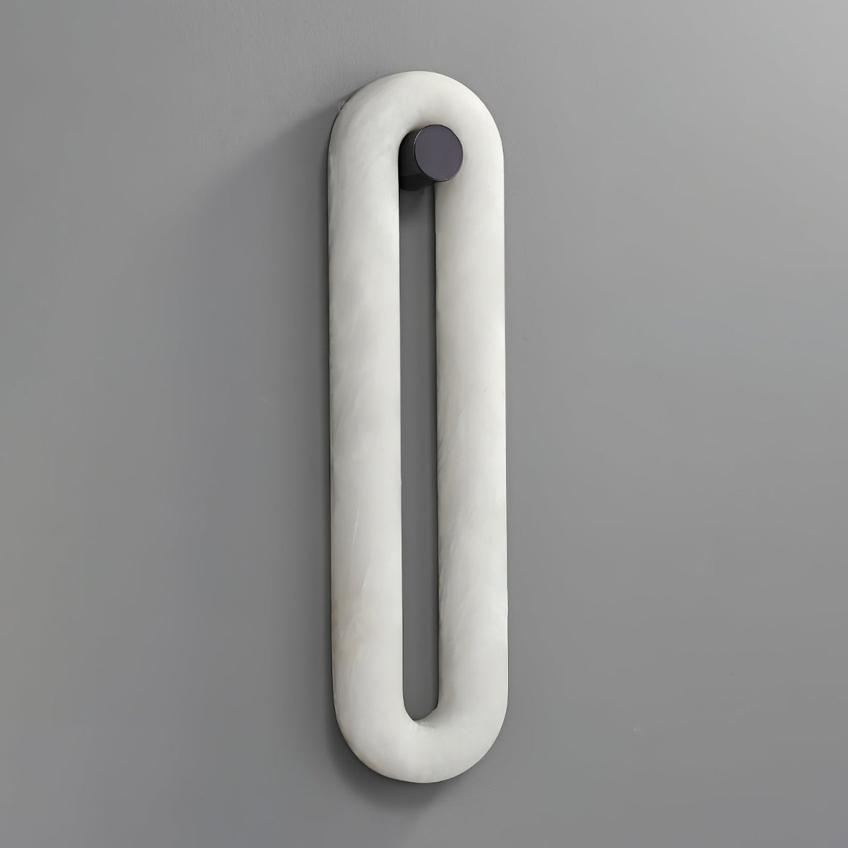 Alabaster Capsule Wall Sconce in Natural Stone with Black Mount