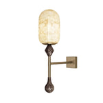 Alabaster Obelisk Double Sconce in Brass and Marble