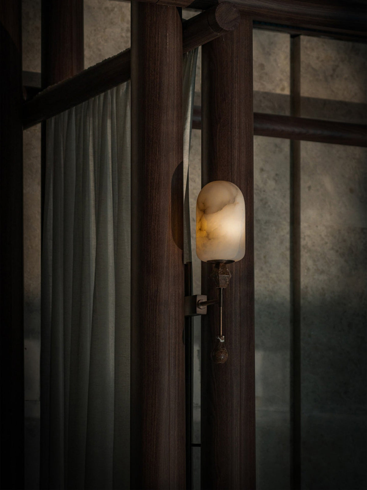 Alabaster Obelisk Double Sconce in Brass and Marble