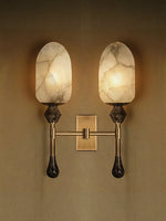 Alabaster Obelisk Double Sconce in Brass and Marble