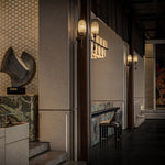 Alabaster Obelisk Double Sconce in Brass and Marble