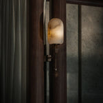 Alabaster Obelisk Double Sconce in Brass and Marble