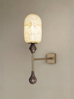 Alabaster Obelisk Double Sconce in Brass and Marble