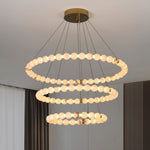 Alabaster Orb Ring Chandelier – Modern LED Halo Light for Dining Room