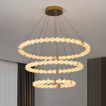 Alabaster Orb Ring Chandelier – Modern LED Halo Light for Dining Room