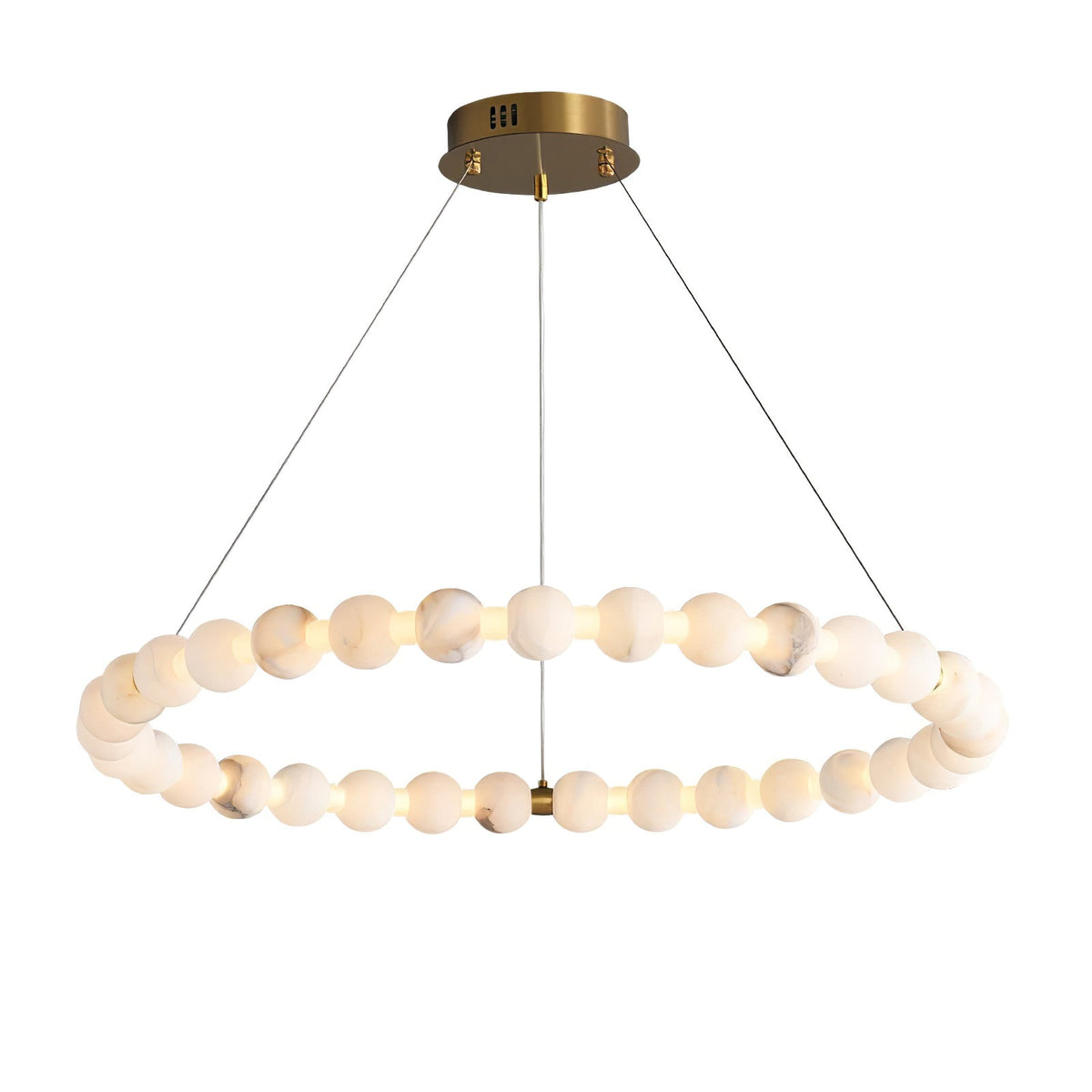 Alabaster Orb Ring Chandelier – Modern LED Halo Light for Dining Room