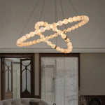 Alabaster Orb Ring Chandelier – Modern LED Halo Light for Dining Room